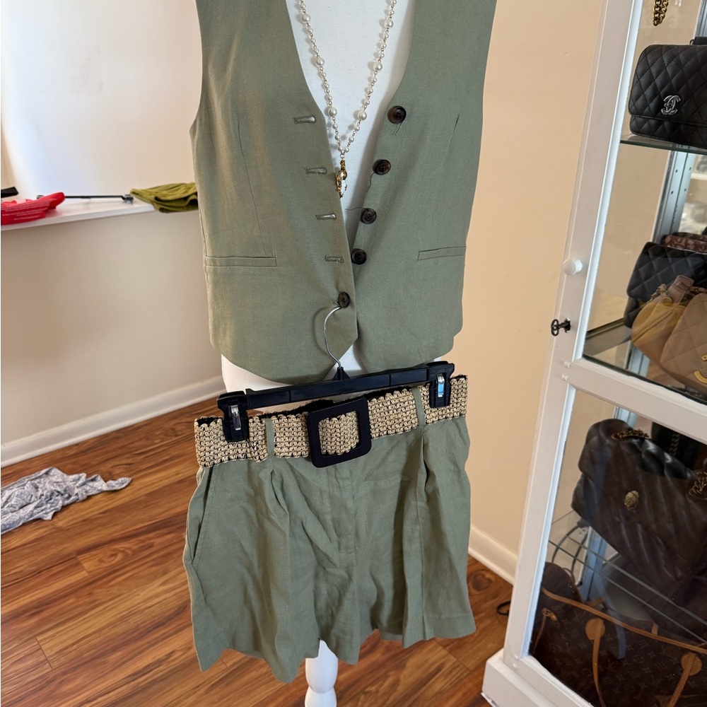 Zara Olive Green Button Down Vest